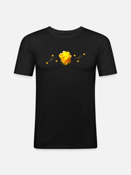 gelbe Rosen - Männer Slim Fit T-Shirt - Schwarz
