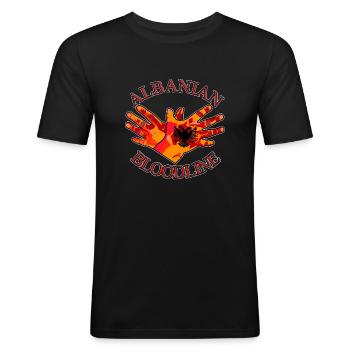Lignée albanaise, Shqiponja, Dora me Shqiponj - T-shirt près du corps Homme - noir - Devant - Nik (191cm)