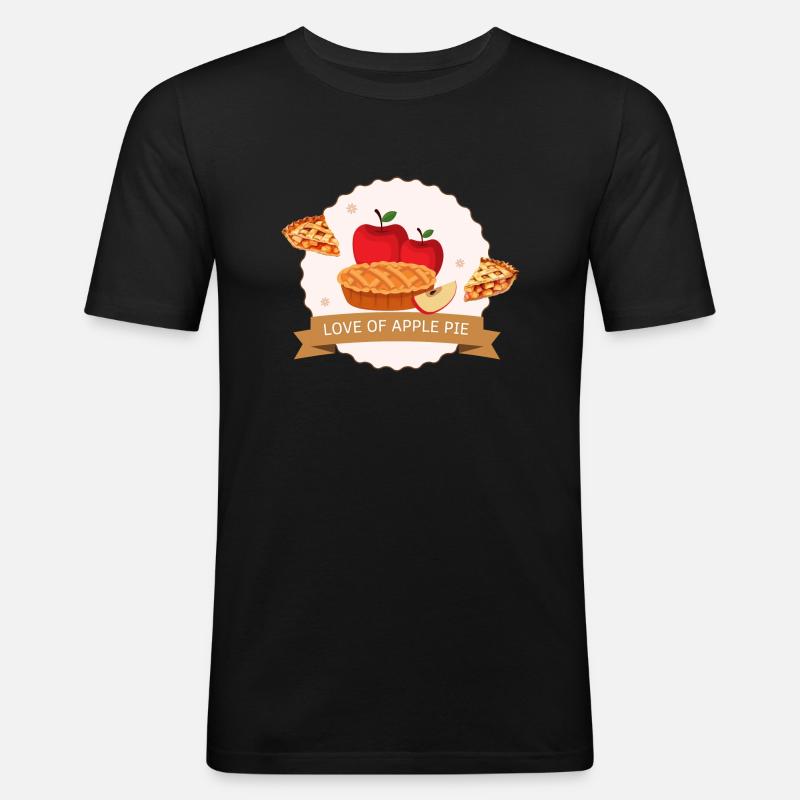 Apfelkuchen leckeres Dessert - Männer Slim Fit T-Shirt - Schwarz