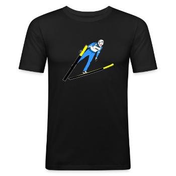Saut à ski - T-shirt près du corps Homme - noir - Devant - Nik (191cm)