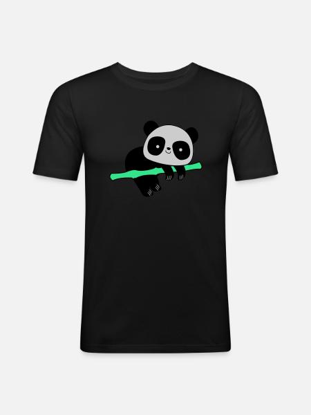 Panda - T-shirt près du corps Homme - noir