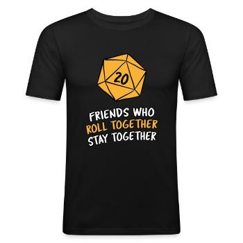 Gamer Beste Freunde Rollenspiel RPG D20 Geschenk - Männer Slim Fit T-Shirt - Schwarz - Vorne - Nik (191cm)