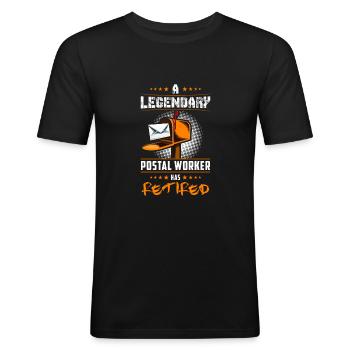 Briefträger in Pension Post Brief Rente Geschenk - Männer Slim Fit T-Shirt - Schwarz - Vorne - Nik (191cm)