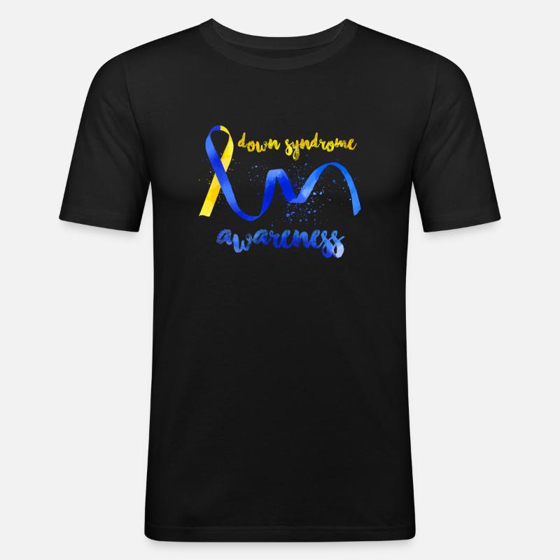Down-Syndrom-Bewusstsein - Männer Slim Fit T-Shirt - Schwarz