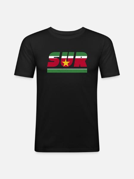 Suriname flag banner SUR - Men's Slim Fit T-Shirt - black
