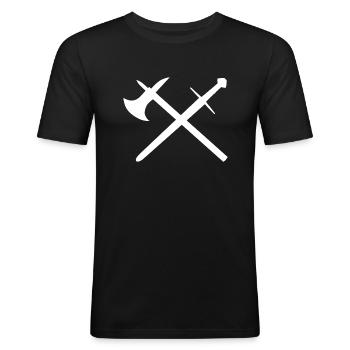 Sword and ax - Men's Slim Fit T-Shirt - black - Front - Nik (191cm)