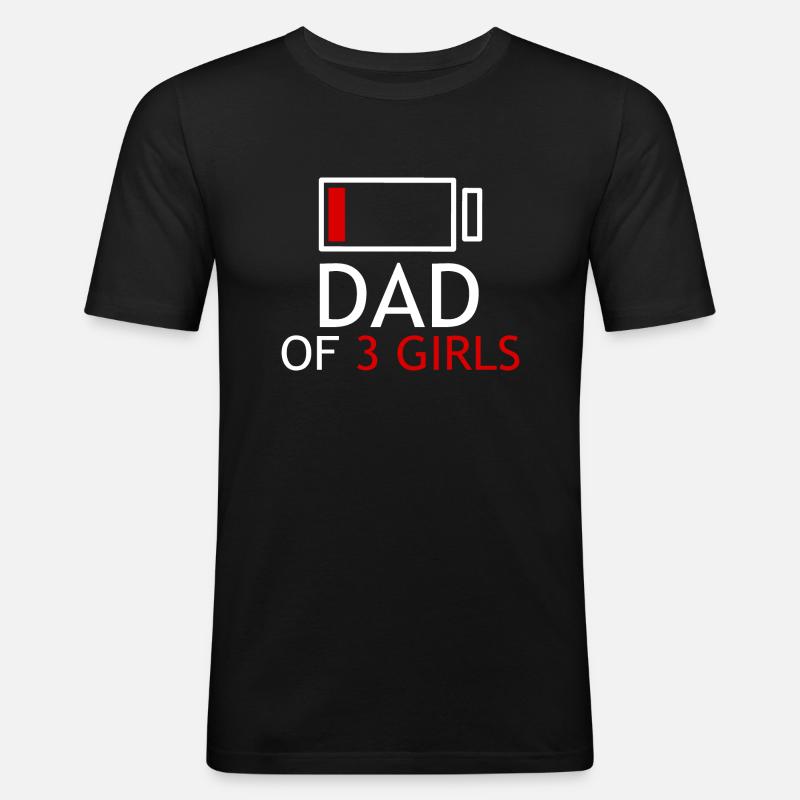 Vater von 3 Mädchen - Männer Slim Fit T-Shirt - Schwarz