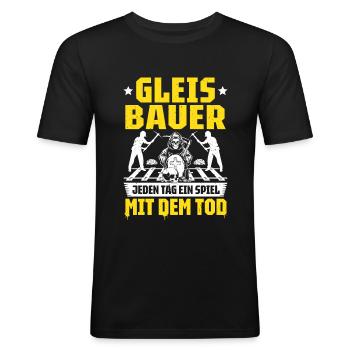 Gleisbauer Schienenarbeiter Gleisbau Track Laborer - Männer Slim Fit T-Shirt - Schwarz - Vorne - Nik (191cm)