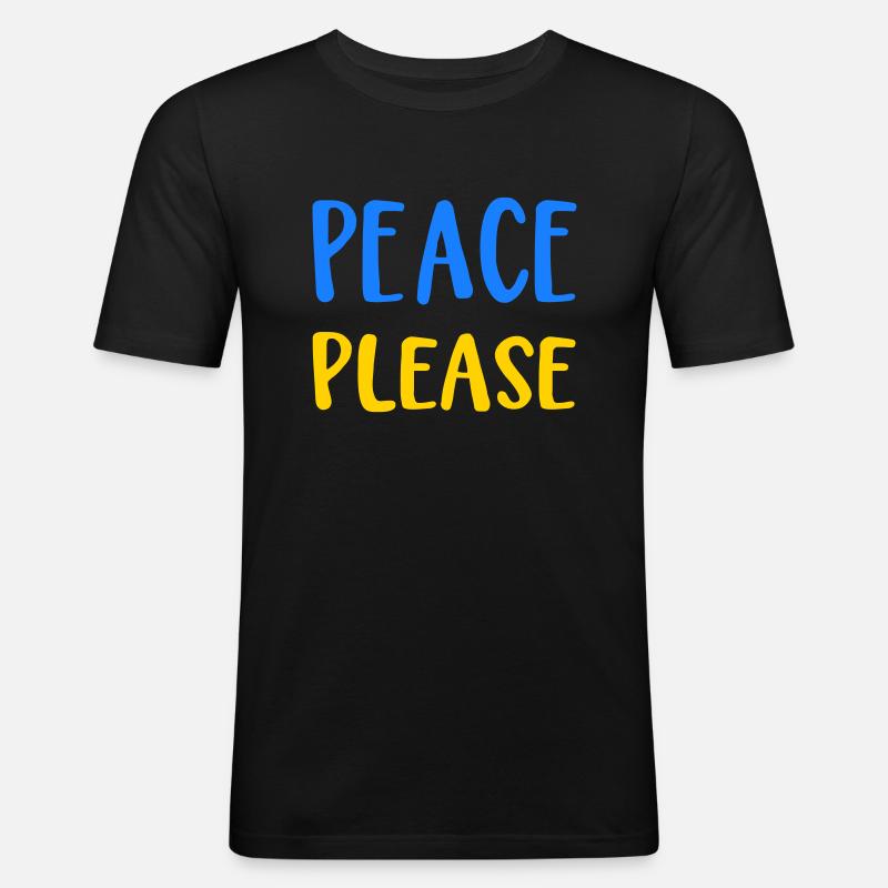 Peace please - Männer Slim Fit T-Shirt - Schwarz