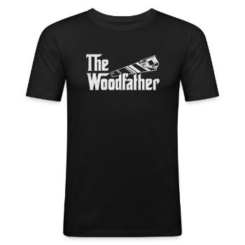 Der Waldvater - Lustiger Tischler-Papa - Männer Slim Fit T-Shirt - Schwarz - Vorne - Nik (191cm)