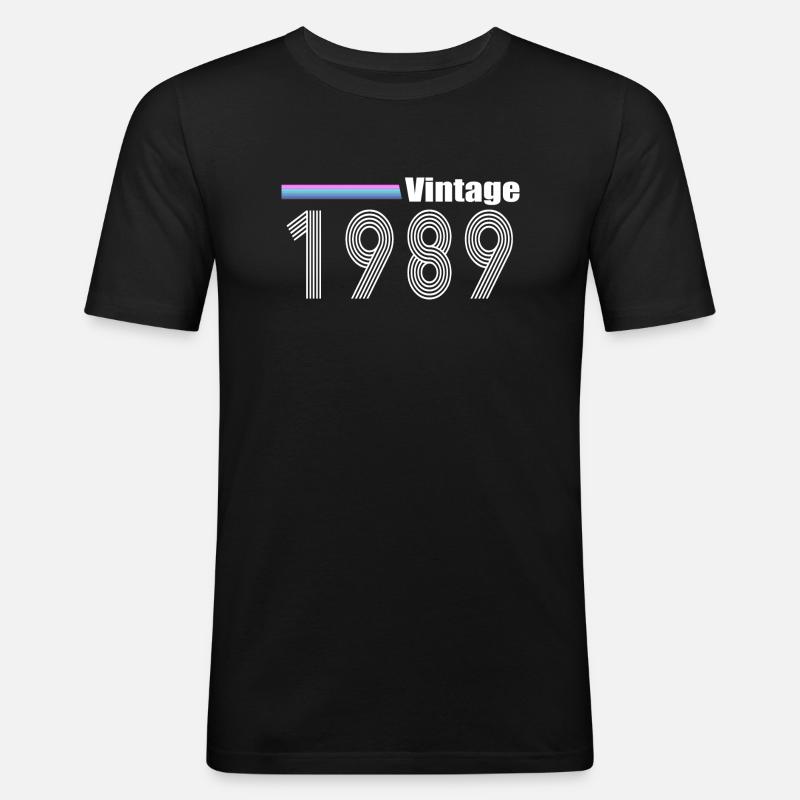1989 - Männer Slim Fit T-Shirt - Schwarz
