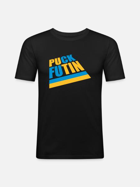 puck futin logo design - Men's Slim Fit T-Shirt - black
