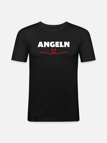 Angeln - Männer Slim Fit T-Shirt - Schwarz
