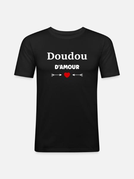 Doudou d'amour - T-shirt près du corps Homme - noir