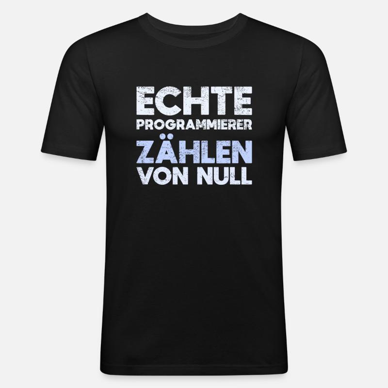 Echte Programmierer Zählen Von Null - Männer Slim Fit T-Shirt - Schwarz