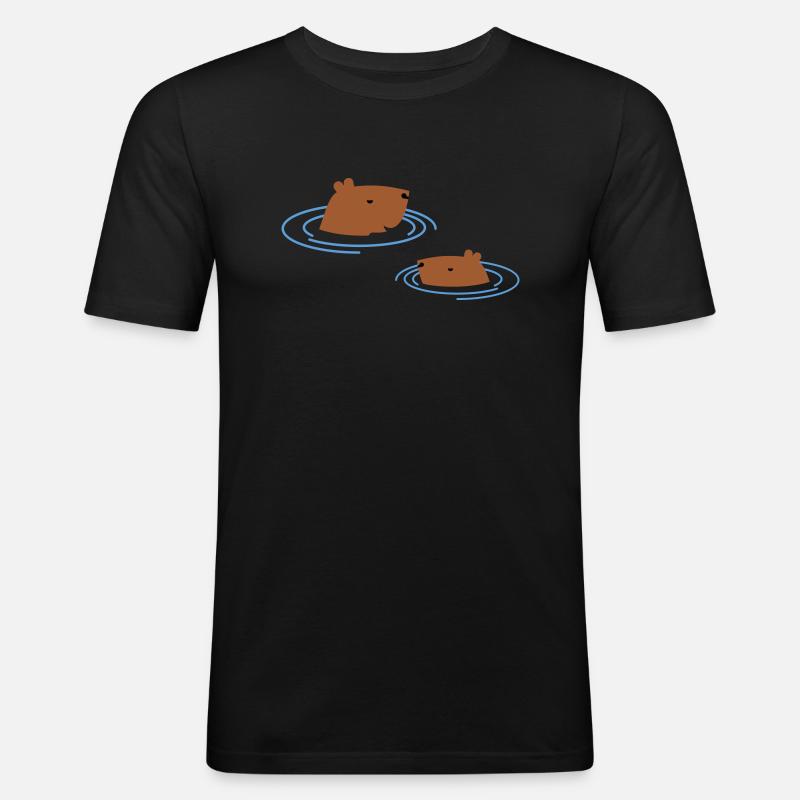 Capybara taking a bath - Men's Slim Fit T-Shirt - black