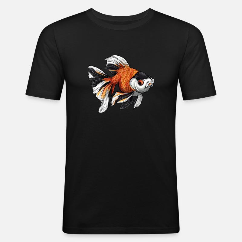 Fancy Calico Schleierschwanz Goldfisch - Männer Slim Fit T-Shirt - Schwarz