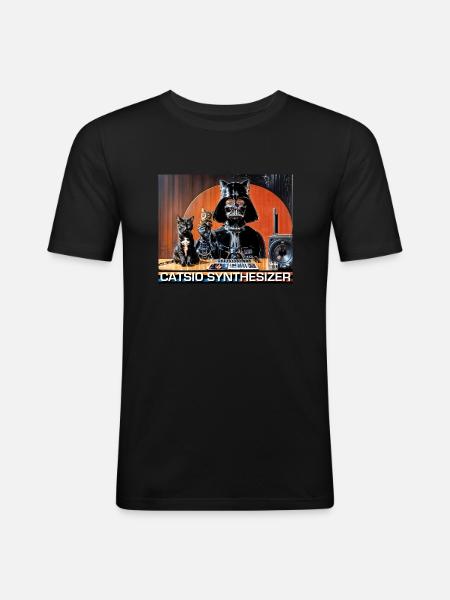 Catsio Synthesizer - Männer Slim Fit T-Shirt - Schwarz
