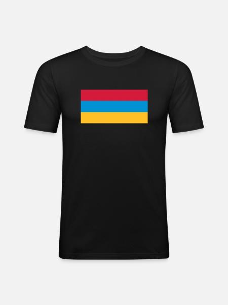 Arménie (V) - Männer Slim Fit T-Shirt - Schwarz