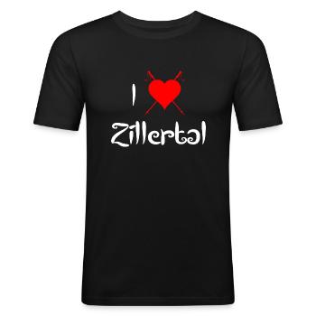 Zillertal - Männer Slim Fit T-Shirt - Schwarz - Vorne - Nik (191cm)