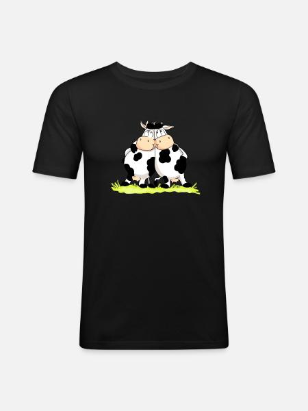 Twin Cows - Men's Slim Fit T-Shirt - black