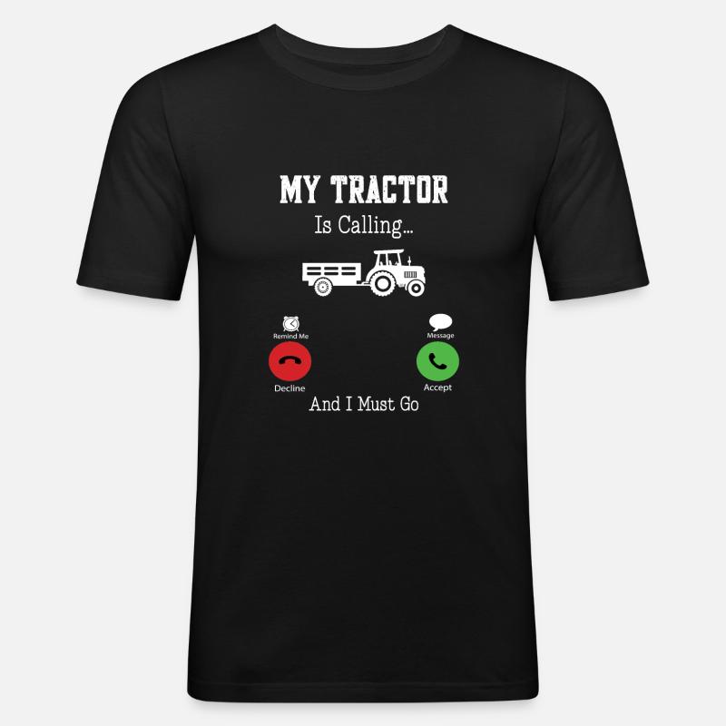 Mein Traktor ruft und ich muss gehen - Traktor Liebe - Männer Slim Fit T-Shirt - Schwarz