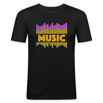 Music Equalizer LED Lichter Rhythmus tanzen Stereo - Männer Slim Fit T-Shirt - Schwarz - Vorne - Nik (191cm)