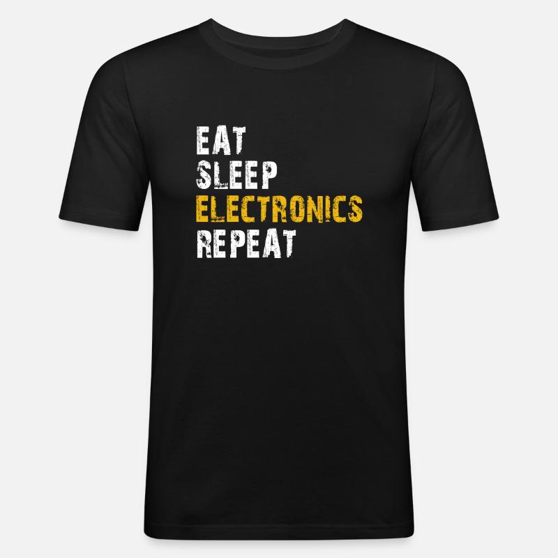 manger l’électronique du sommeil répéter - T-shirt près du corps Homme - noir