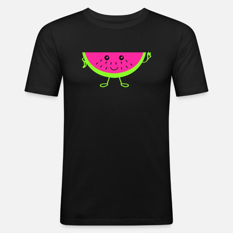 Melone - Männer Slim Fit T-Shirt - Schwarz