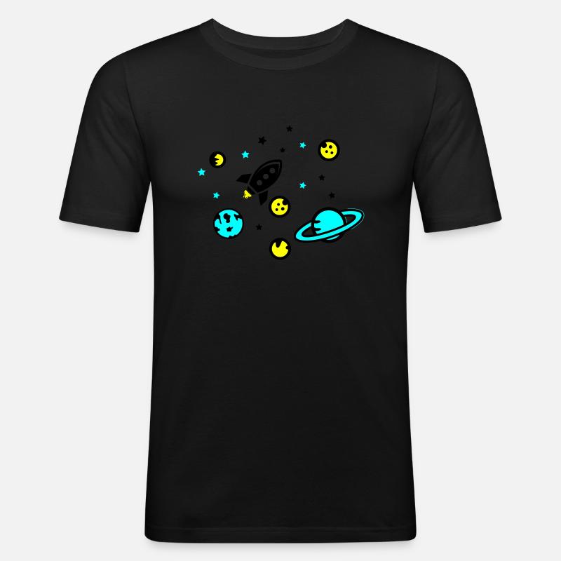 Universe - Männer Slim Fit T-Shirt - Schwarz