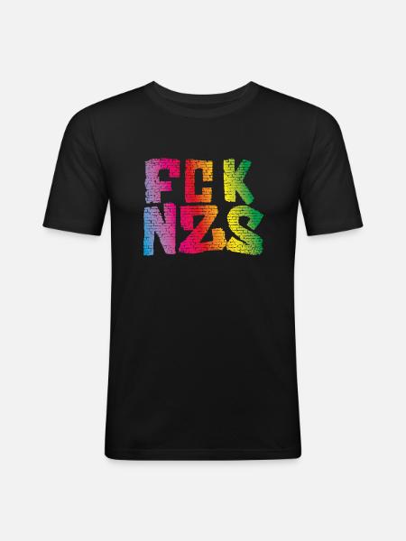 fcknzs rainbow - Männer Slim Fit T-Shirt - Schwarz