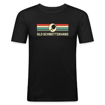 Tischtennis Old Schmetterhand Hobby - Männer Slim Fit T-Shirt - Schwarz - Vorne - Nik (191cm)