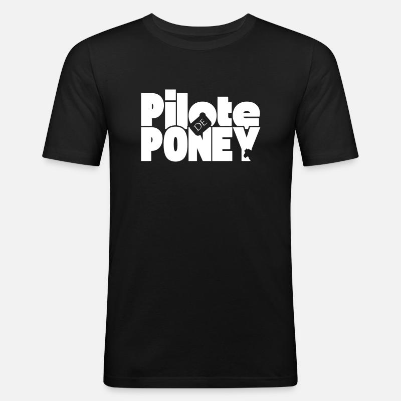 Pony-Pilot - Männer Slim Fit T-Shirt - Schwarz