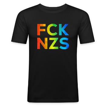 Fck NZS Regenbogen - Männer Slim Fit T-Shirt - Schwarz - Vorne - Nik (191cm)