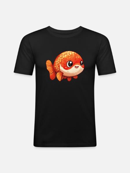 Poisson rouge Ranchu - T-shirt près du corps Homme - noir