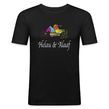 bunter Narrenkopf, Faschings Kostüm - Männer Slim Fit T-Shirt - Schwarz - Vorne - Nik (191cm)
