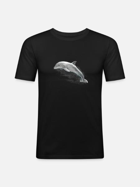 Delphin - Männer Slim Fit T-Shirt - Schwarz