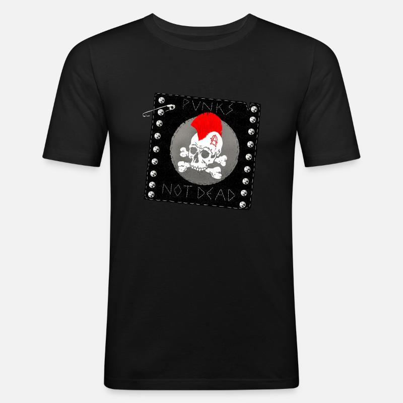punks not dead patch - Männer Slim Fit T-Shirt - Schwarz