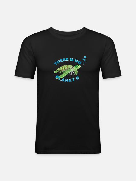 No planet B turtle - Men's Slim Fit T-Shirt - black