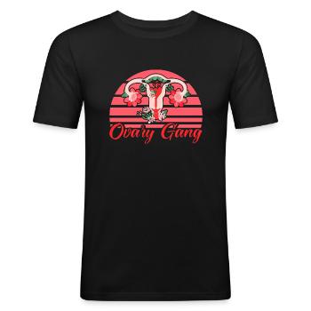 Démarche ovarienne féministe - T-shirt près du corps Homme - noir - Devant - Nik (191cm)