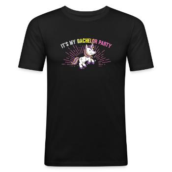 C’est mon enterrement de vie de garçon pour Groom Unicorn Naughty - T-shirt près du corps Homme - noir - Devant - Nik (191cm)