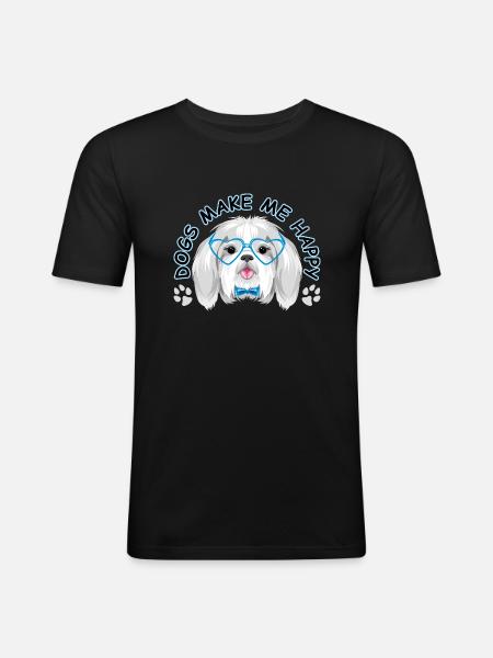Dogs make me happy - Men's Slim Fit T-Shirt - black