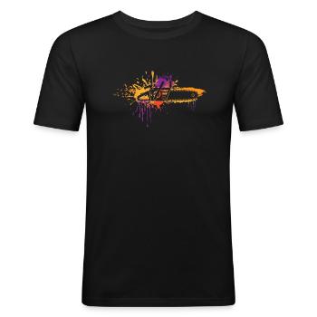 Kettensäge Retro Waldarbeiter Forstwirt - Männer Slim Fit T-Shirt - Schwarz - Vorne - Nik (191cm)