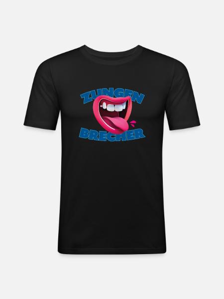Zungenbrecher - Männer Slim Fit T-Shirt - Schwarz