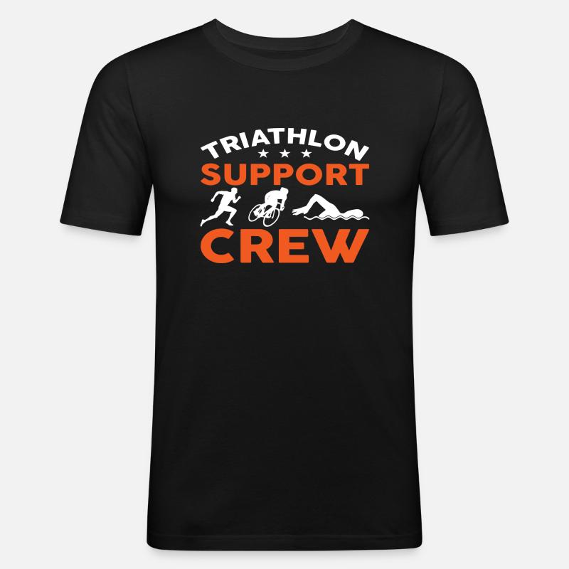 Triathlon Support Crew - Männer Slim Fit T-Shirt - Schwarz