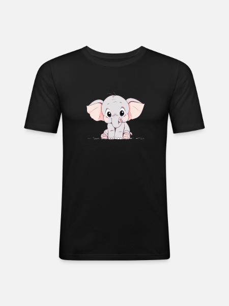 Cute little elephant - Men's Slim Fit T-Shirt - black