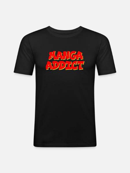 manga addict - T-shirt près du corps Homme - noir