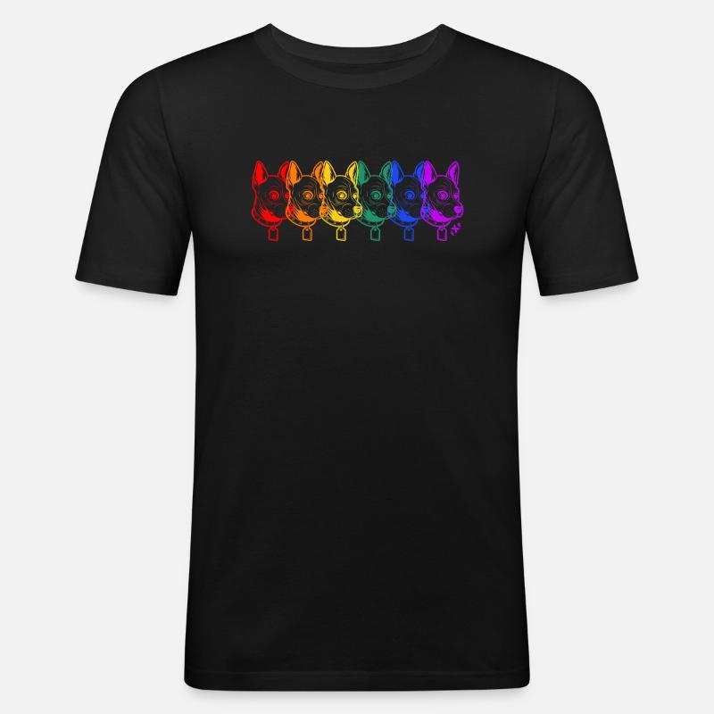 FxP Puppy Rainbow Pride - Männer Slim Fit T-Shirt - Schwarz