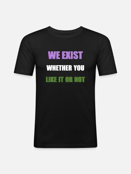 We Exist - Genderqueer Flag - Men's Slim Fit T-Shirt - black