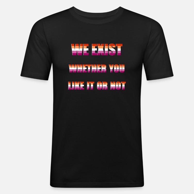 We Exist - Drapeau lesbien - T-shirt près du corps Homme - noir